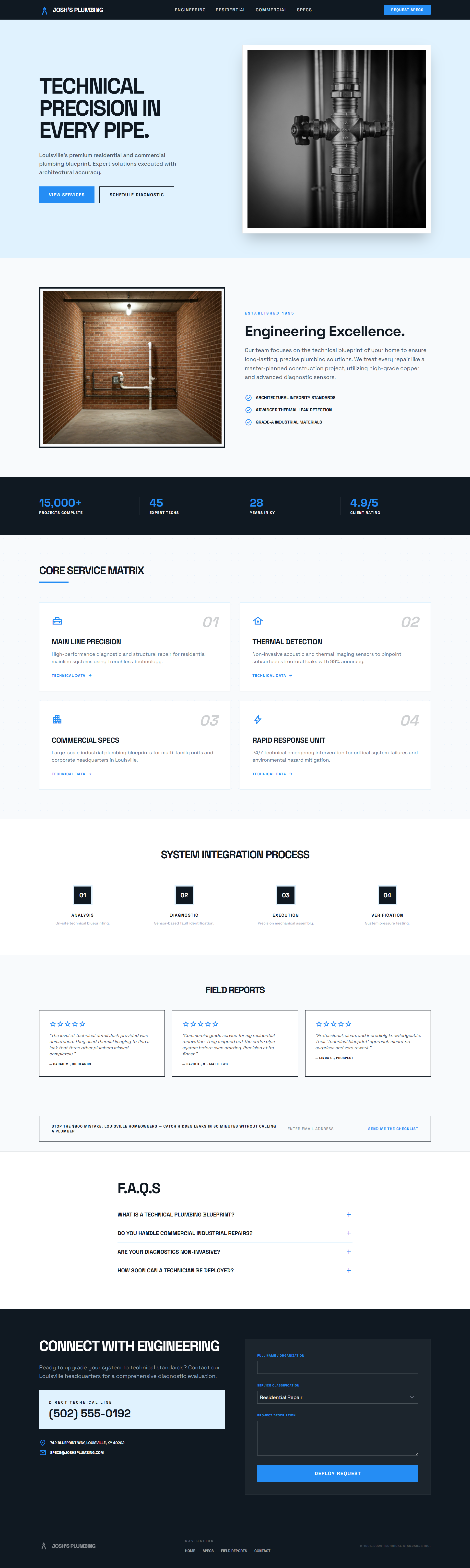 Example plumbing website mockup